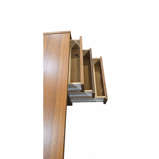 Brown Mid-Century Modern Two-Piece Teak Executive Desk With Locking Drawers and File Cabinet For Sale - Image 8 of 11