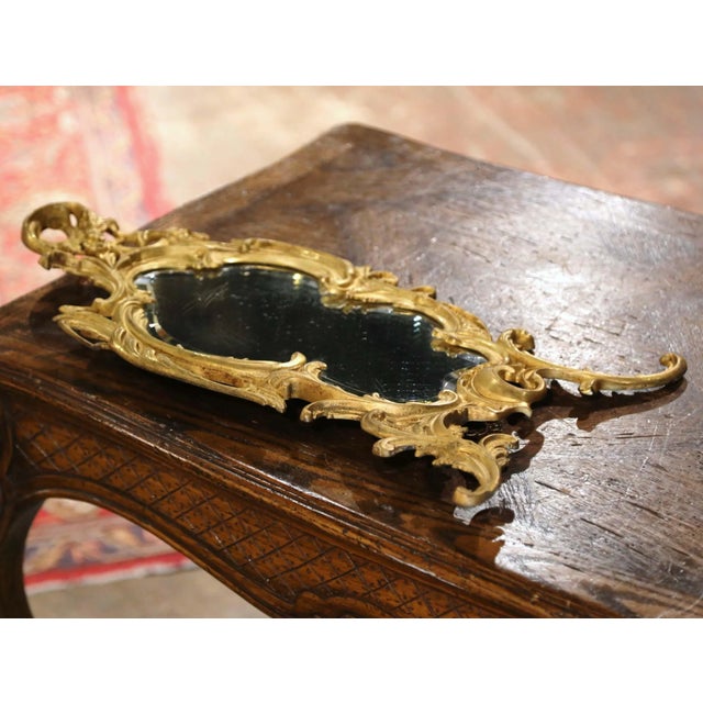 19th Century French Louis XV Style Gilt Bronze Vanity Table Mirror For Sale - Image 9 of 10