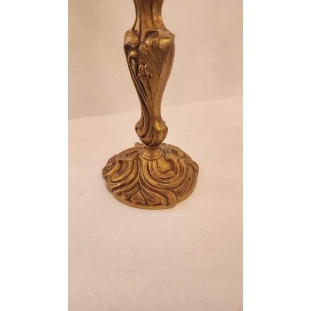 Pair of Antique French Louis XV Bronze Candelabras For Sale - Image 4 of 6