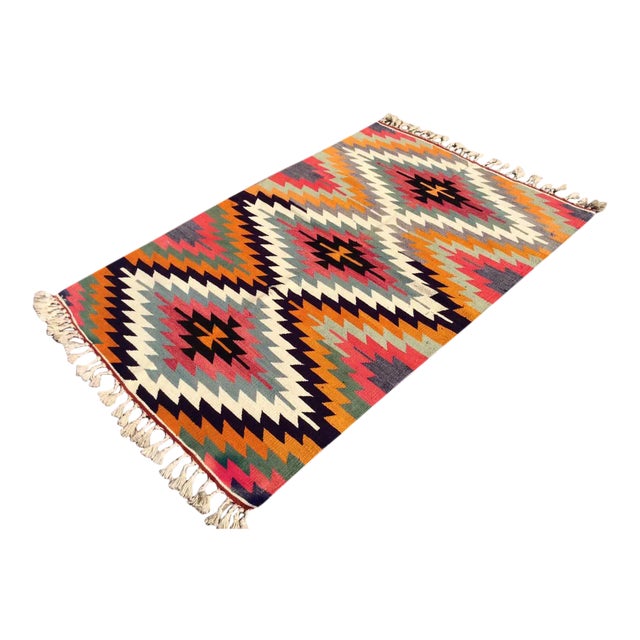 Vintage Turkish Kilim Rug - 42" X 65" For Sale