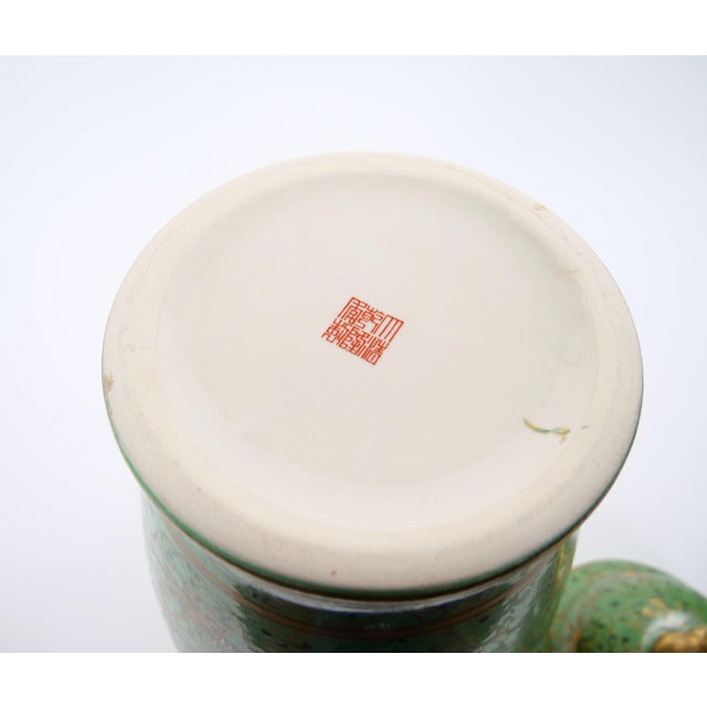 Large 20th Century Chinese Export Hand-Painted Enameled Lidded Decorative Urn For Sale - Image 9 of 10