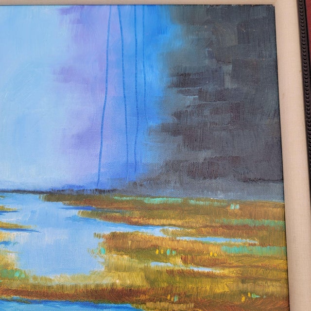 Step into the dreamy hues of this abstract landscape painting by Jose Trujilo. A cascade of colors brings the scene to...