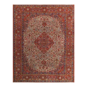 1900s Pasargad Ivory Antique Persian Kashan Rug
