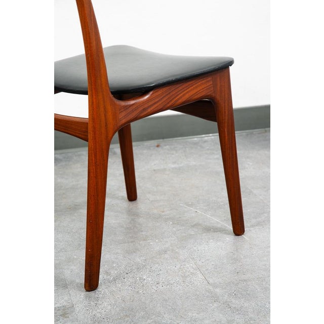 1960s Mid Century Danish Modern Dining Chairs Black Leather Set 2 Pair Teak Elgaard Nm For Sale - Image 11 of 12