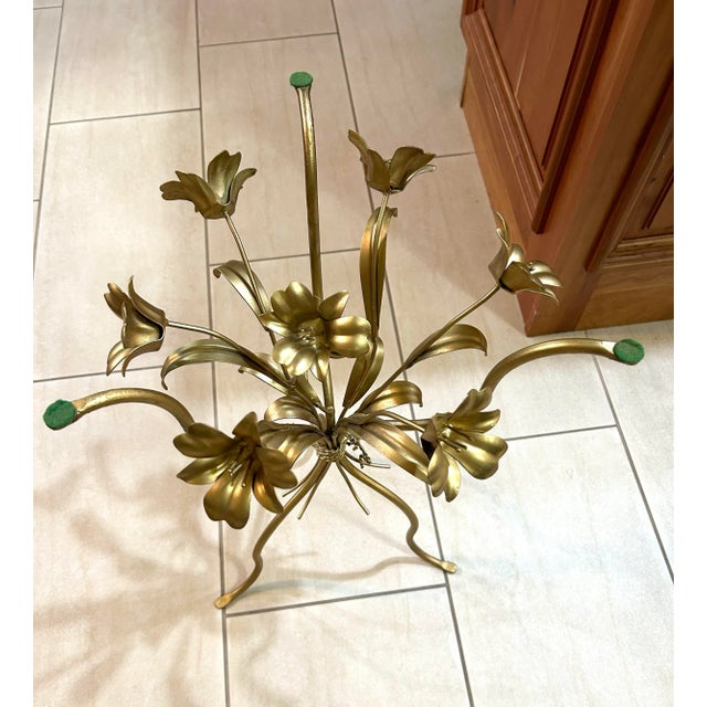 Hans Kögl In the Style of Hans Kögl Hollywood Regency, Petite Glass and Brass Accent/Coffee Table, Italian Gilt, Tole Accent Table For Sale - Image 4 of 12