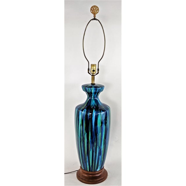 Large Blue and Green Glazed Mid Century Modern Ceramic ...