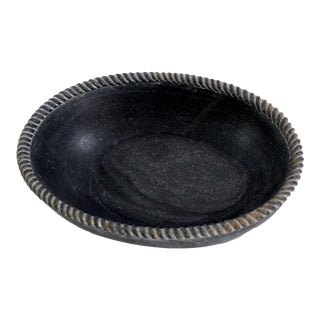 Oval Rope Bowl in Black Marble Handcrafted in India by Stephanie Odegard For Sale