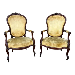 Early 20th Century Pair of Antique French Louis Philippe Style Armchairs