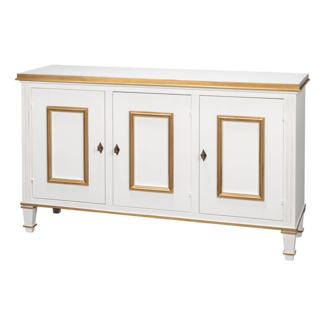 Louis XVI Three-Door Buffet in White and Gold For Sale