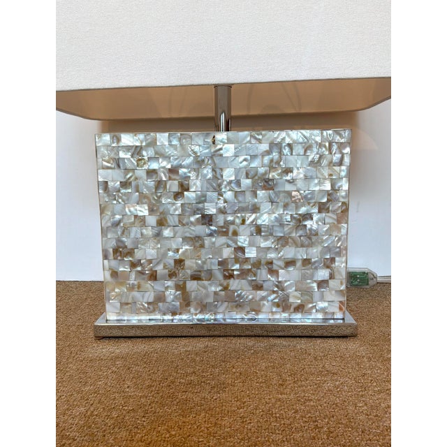 Contemporary Mother of Pearl Mosaic Lamp For Sale - Image 3 of 7