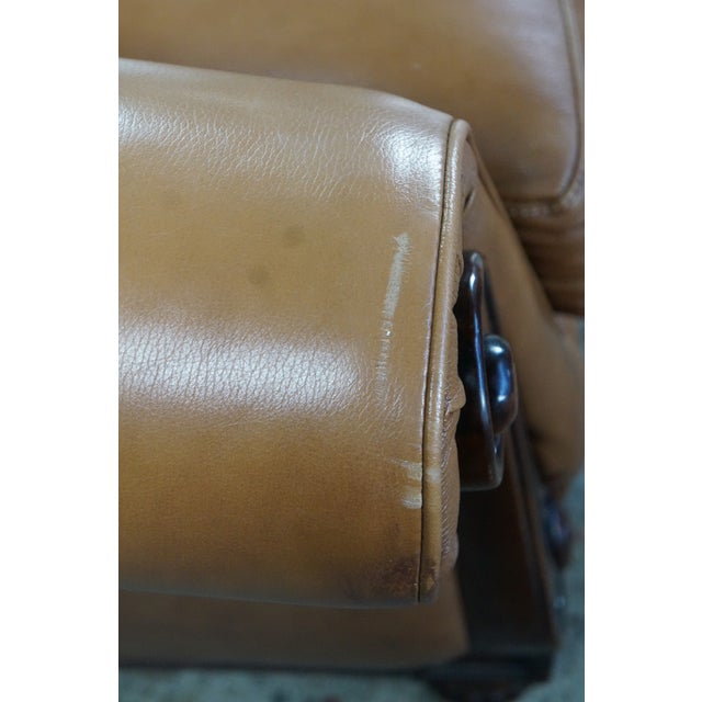 Tan Vintage Rapallo Oversized Leather Club Lounge Reading Library Armchair 45" For Sale - Image 8 of 18