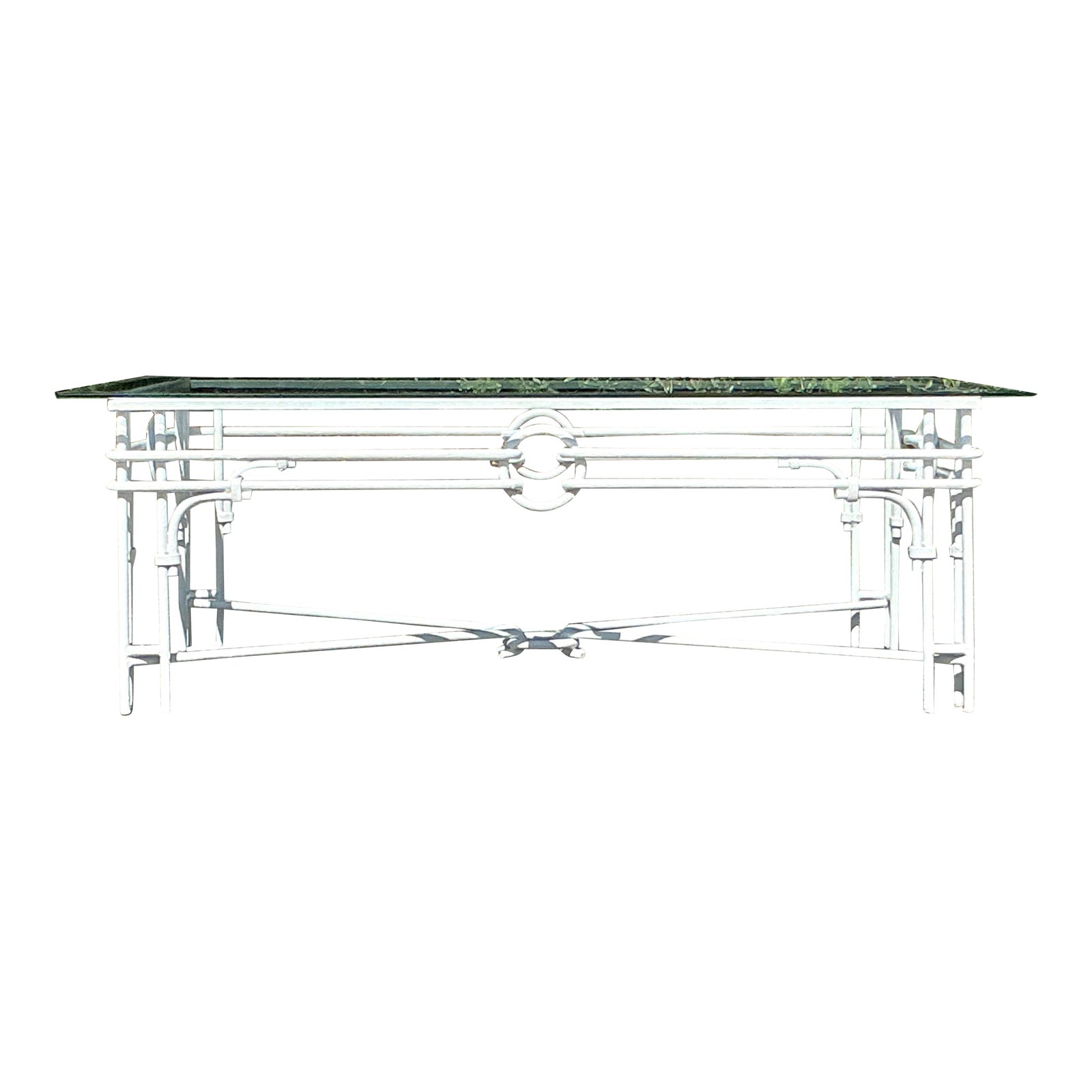 Vintage Regency Wrought Iron Target Coffee Table | Chairish