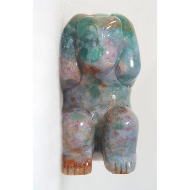 Gemstone Late 20th Century Miniature Well-Carved Hand-Carved Naturally Occurring Multi-Colored Jasper "Hear No Evil" Monkey or Gorilla. For Sale - Image 7 of 13