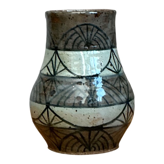 Vintage Handcrafted Geometric Ceramic Vase For Sale - Image 13 of 14