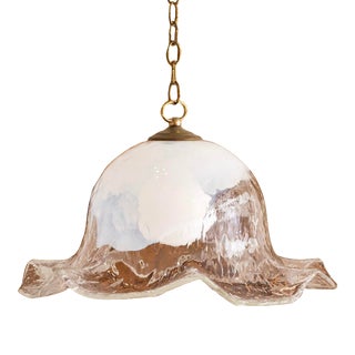1970s Mid-Century Flower Form Sculptural Murano Glass Pendant Lamp For Sale