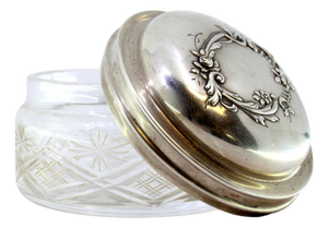 Cut Glass Box with Silver-Embossed Lid and Monogram Card
