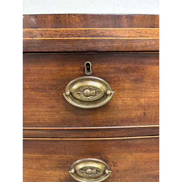 Wood Antique Federal Hepplewhite Style Bowfront Mahogany Chest Dresser For Sale - Image 7 of 11