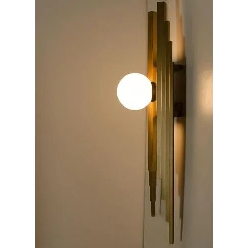 Large Pipe Organ Clear & Gold Brass Wall Light, 1970s For Sale - Image 4 of 5