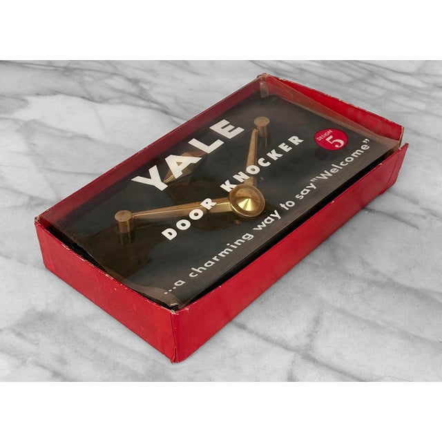 Mid-Century Atomic Ranch Brass Door Knocker by Yale - Old/New Stock For Sale - Image 4 of 11