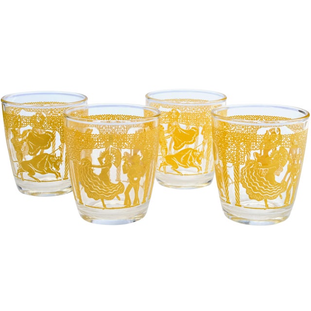 Glass Orange-Patterned Rocks Glasses, S/4 For Sale - Image 7 of 7