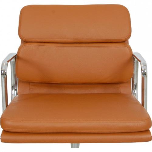 2000 - 2009 EA-208 Chair Reupholstered in Cognac Bizon Leather from Charles Eames, 2000s For Sale - Image 5 of 12