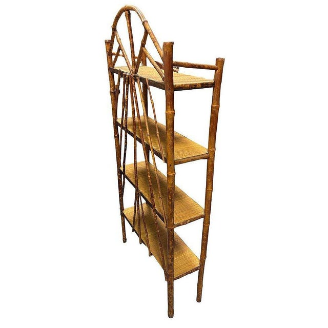 Wood 1900s Late Victorian Aesthetic Movement Tiger Bamboo & Grass Matt Chippendale Shelf For Sale - Image 7 of 7