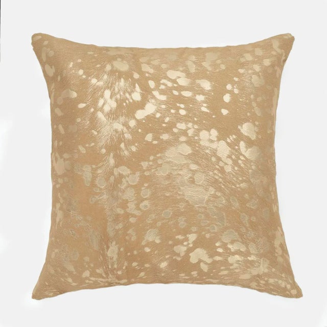 Transitional Beige & Gold 22" Pillow For Sale - Image 3 of 3