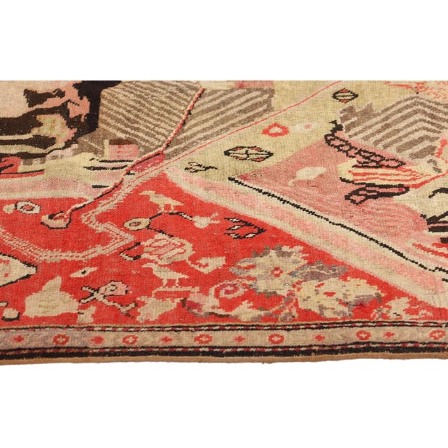 Antique Persian Karabakh Pictorial Rug - 04'09 X 06'04 For Sale - Image 4 of 9