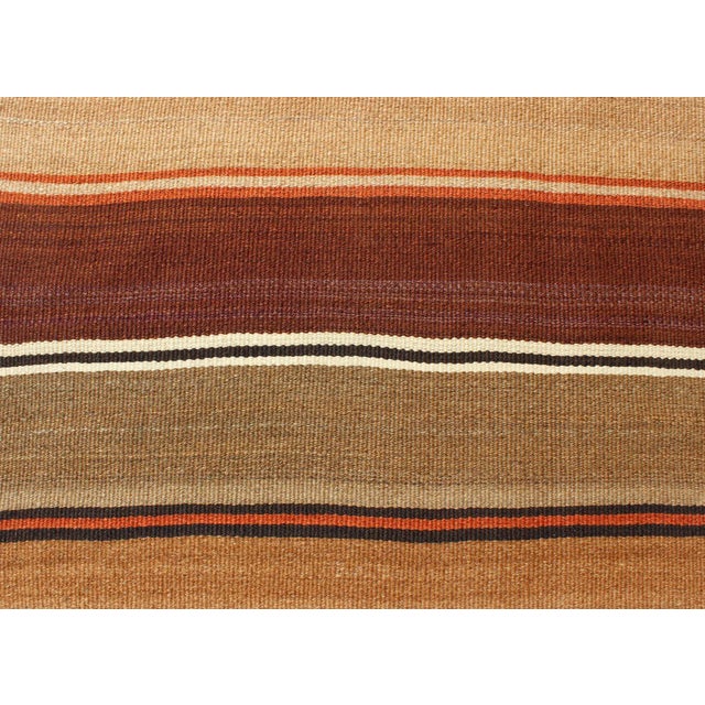 Multicolored Vintage Kilim Large Gallery Rug With Horizontal Stripes For Sale - Image 9 of 13