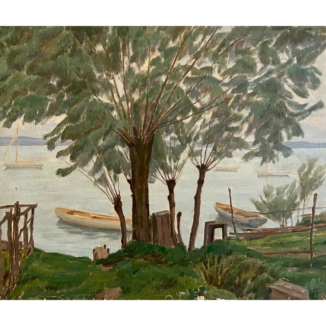 Josef Favre, Bord du Lac Léman et Vue sur le Jura, Oil on Canvas For Sale - Image 10 of 10