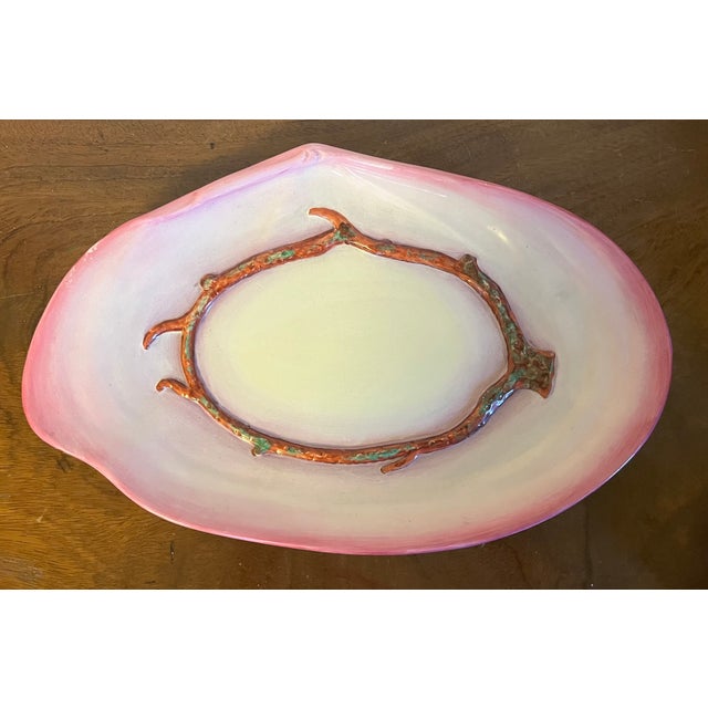 Victorian Antique 19th Century Wedgwood Pearlware Centerpiece - Pink Nautilus Sea Shell Compote Tureen With Clam Shell Under Tray For Sale - Image 3 of 18