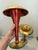Pair of Alan Lee Collection Metallic Red & Gold Leaf Glass Trumpet Vases - Staggered Set For Sale - Image 11 of 12