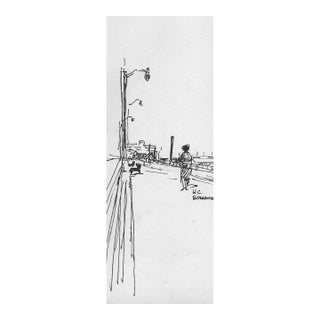 1970s Hayward Cirker Beach Boardwalk Drawing For Sale