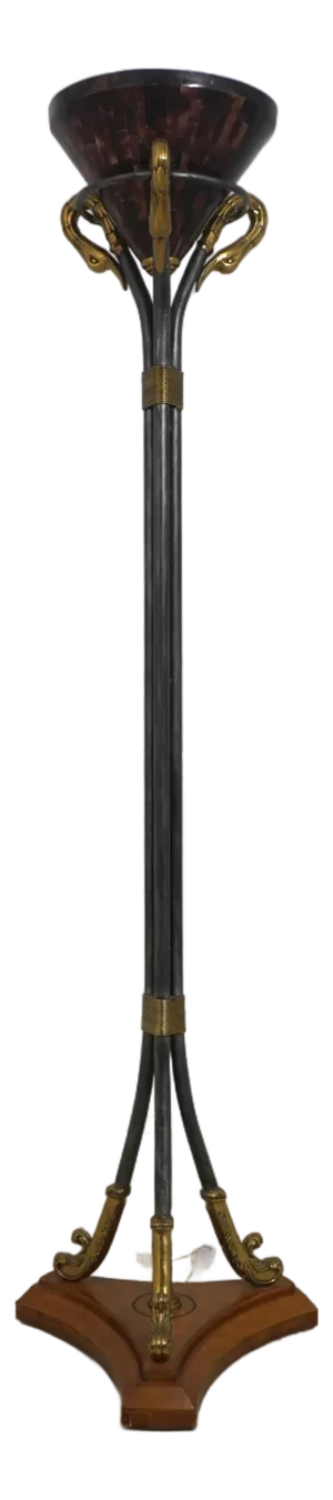 Maitland Smith Swan Arm Iron & Brass Torchiere Floor Lamp