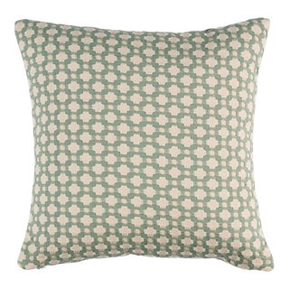 Schumacher x Celerie Kemble Betwixt 18" Pillow in Water/Ivory For Sale