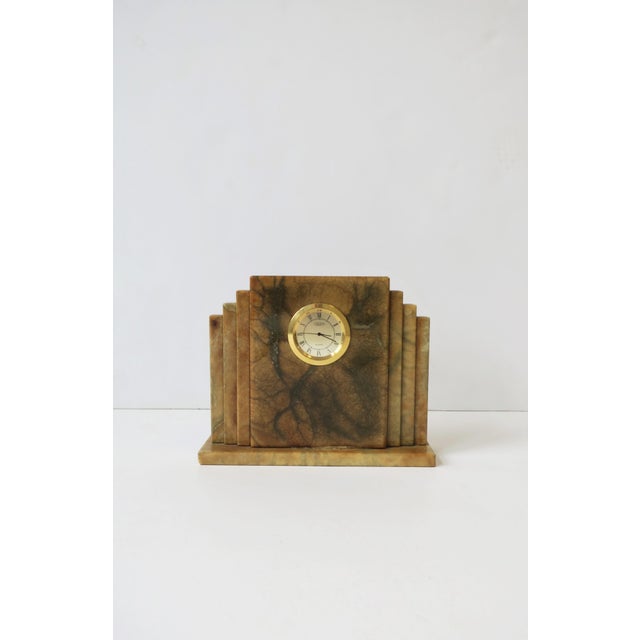 Designer Italian Alabaster Marble Art Deco Modern Mantel Clock by ...