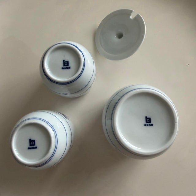 Vintage Hakusan Masahiro Mori Nejiriume Porcelain Tea Set - 3 Pieces For Sale - Image 4 of 4
