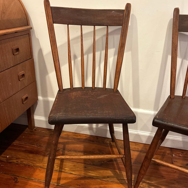 Lovely pair of antique wooden spindle chairs.