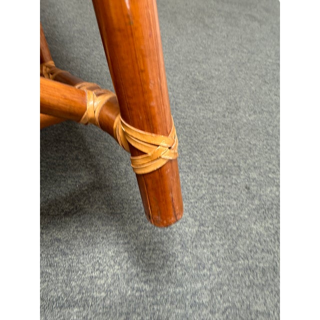 In the Style of McGuire Lattice Leather Strip Safari Chair For Sale - Image 10 of 12