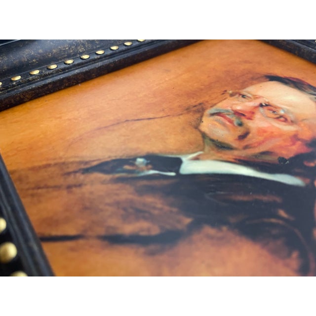 Hand-Textured Theodore Roosevelt Portrait Print After Tade Styka in Gilt Frame For Sale In Cincinnati - Image 6 of 11