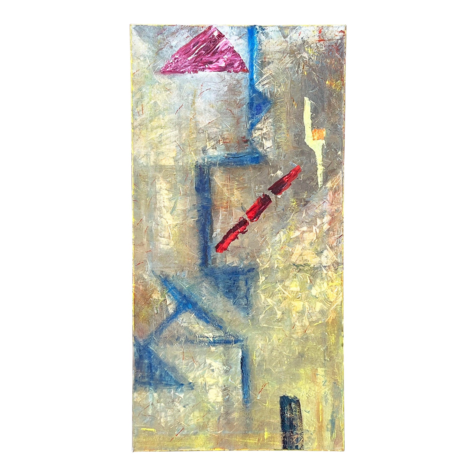 Mid Century Modern Style Geometric Abstract Expressionist Acrylic Painting on Canvas