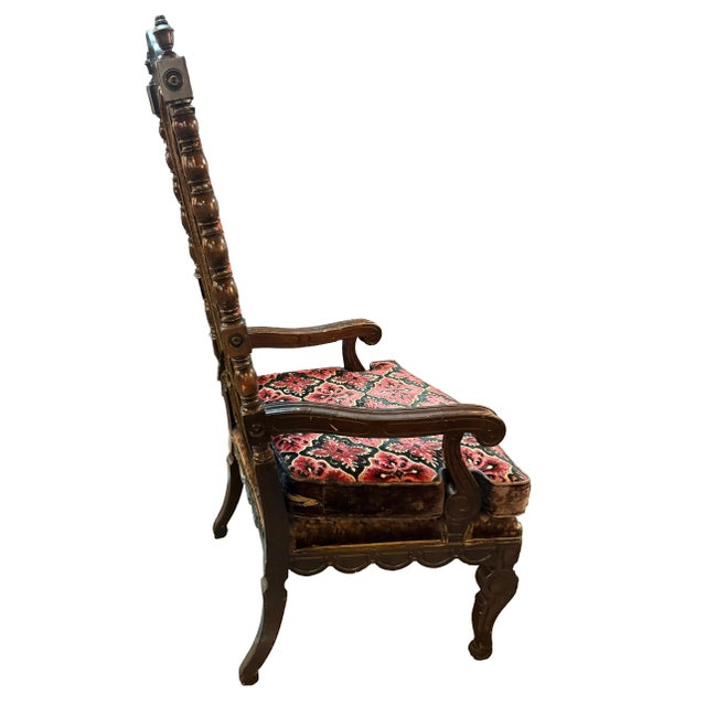 Early 20th Century Carved Jacobean Victorian Throne Chairs For Sale In West Palm - Image 6 of 11