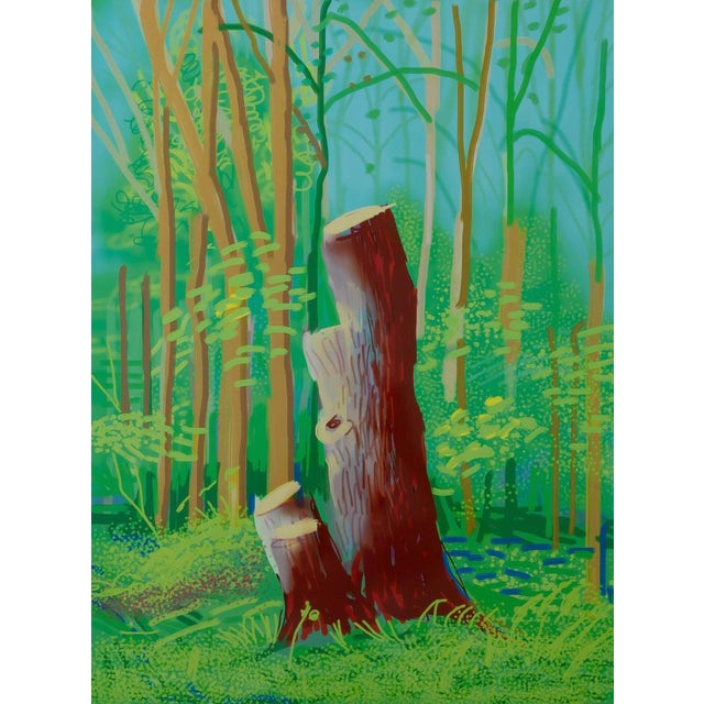 David Hockney (1937) Tree Trunk in a Forest Original color poster On glossy paper, 48 x 66 cm (approx. 19 x 26 inches)...