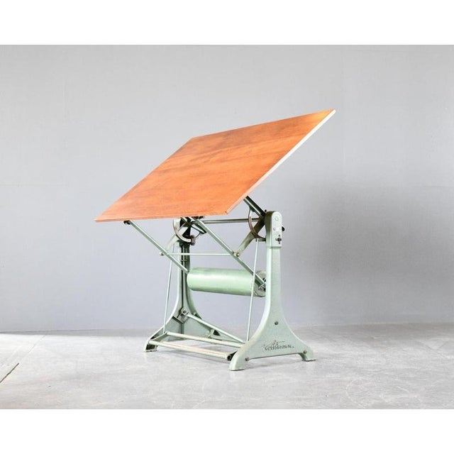 Architects Drawing Board By Kuhlmann Circa 1950s - Articulated cast iron base - Height adjustable and pivotable - Pine...