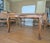 Mid century American reproduction of French Louis XV dining table. Extending Farmhouse parquetry with two built-in leaves....