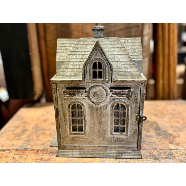 Antique Cast Iron Home Savings Bank With Original Coin Boxes and Lock For Sale - Image 4 of 10
