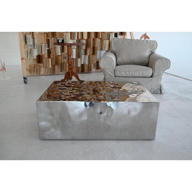 Contemporary Small Mirage Sculptural Table in Stainless Steel by Veliento For Sale - Image 3 of 11