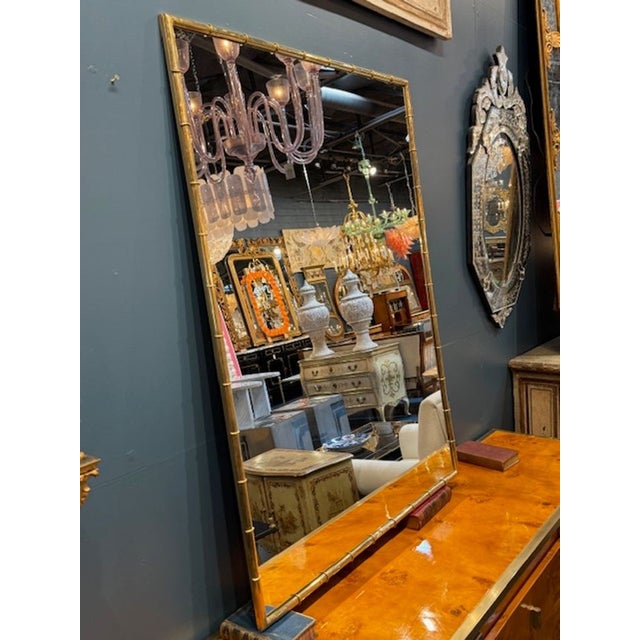 Early 21st Century Italian Polished Brass Bamboo Form Mirrors For Sale - Image 5 of 5