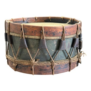Antique European Rope-Tension Snare Drum With Original Patina | 19th Century Military Style For Sale