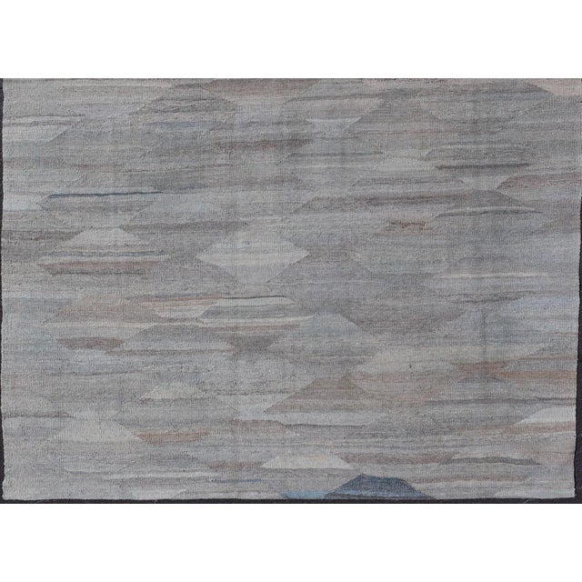 Textile Modern Flat Weave Kilim in Wool With Sub-Geometric Diamond Design For Sale - Image 7 of 12
